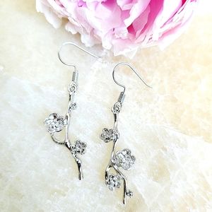 💥 2/ $15 Cherry Blossom Silver Dangle Earrings *NWT